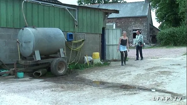 Watch French mature gets her ass fucked hard by grandpa and his farm friends power Tube