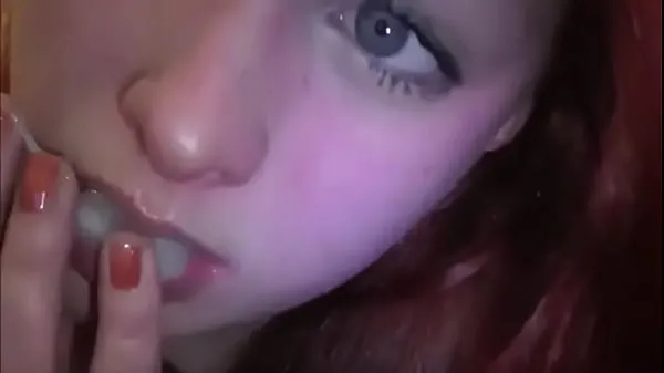 Tonton Married redhead playing with cum in her mouth Power Tube