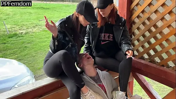 Watch Double Femdom Human Ashtray And Spitting Outdoor With Sofi And Kira power Tube